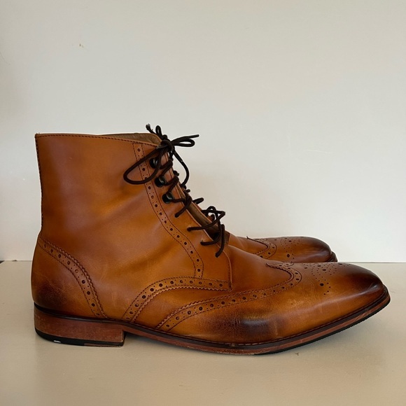 3DM Lifestyle Men's Leather Wingtip Brogue Boot Tan, size 12 - Picture 3 of 13